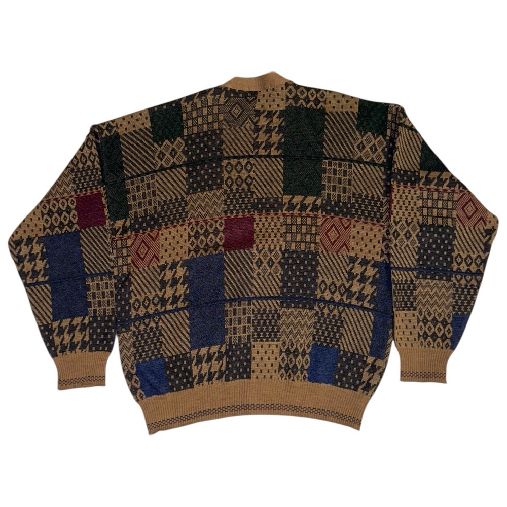 The Italian Sweater Vintage Brown Patchwork Wool Men’s Fall Cardigan - Picture 10 of 13